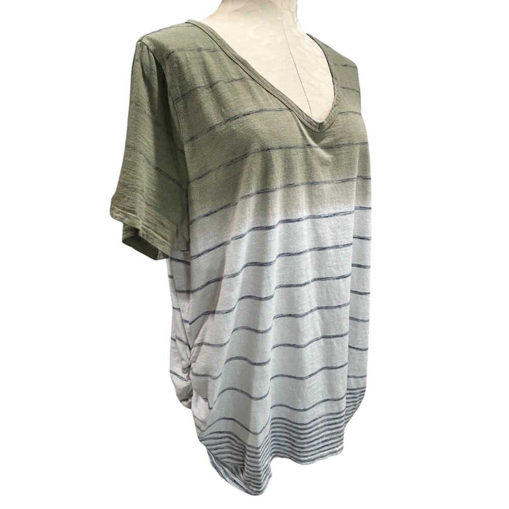 Lane Bryant Ruched Side Tee Tshirt Womens Hombre Faded Design V-Neck